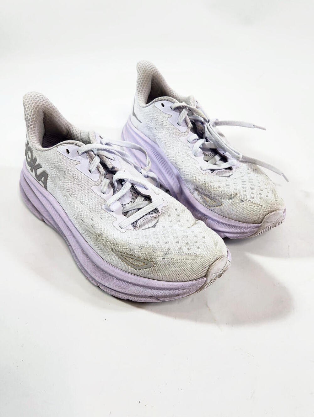 Hoka Clifton Running Shoes White Lavender Women's US 8